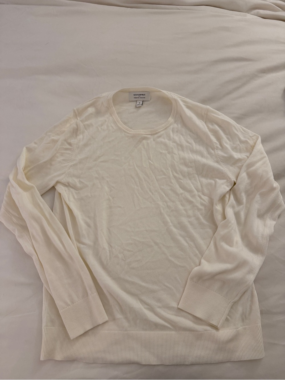 NWOT Banana Republic Forever Sweater Crew Neck White Size Small